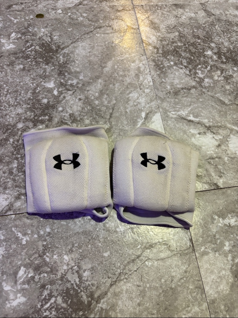 Under Armour White Knee Pads Pair with Black Logo